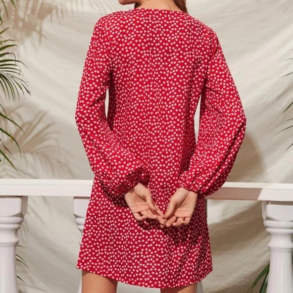 ***SOLD***Radiant Red Button Front Mini Dress - Picture 3 of 5